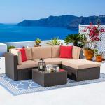 5-Piece Brown Wicker Patio Furniture Set