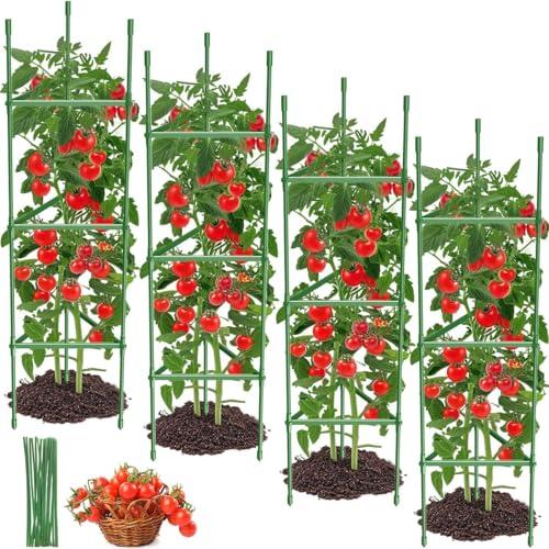 4 Tomato Cages for Garden Support, 51.2" Tall