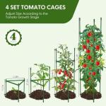 4 Tomato Cages for Garden Support, 51.2" Tall