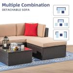 5-Piece Brown Wicker Patio Furniture Set