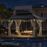 10'x12' Hardtop Gazebo with Curtains and Netting