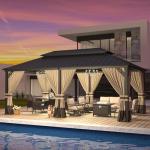 12'x20' Hardtop Gazebo with Netting and Curtains