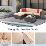 5-Piece Brown Wicker Patio Furniture Set