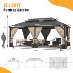 12'x20' Hardtop Gazebo with Netting and Curtains