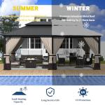 12'x20' Hardtop Gazebo with Netting and Curtains