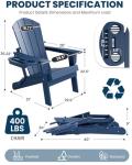FOOWIN Set of 4 Folding Adirondack Chairs