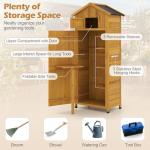 Goplus Lockable Wooden Storage Shed with Work Table