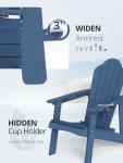 Blue Weather-Resistant Adirondack Chair with Cup Holder