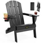 Black Folding Adirondack Chair with Cup Holders