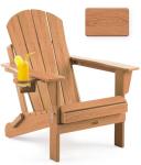 Wooden Folding Adirondack Chair with Cup Holder