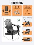 Black Folding Adirondack Chair with Cup Holders