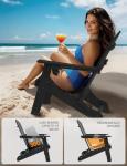 Black Folding Adirondack Chair with Cup Holders