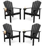 Stackable Adirondack Chair Set of 4 - Black