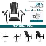 Stackable Adirondack Chair Set of 4 - Black