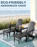 Adjustable Adirondack Chair Set with Ottoman and Cup Holder