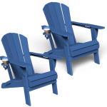 2-Pack Folding Adirondack Chairs with Cup Holder