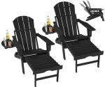 Adjustable Adirondack Chair Set with Ottoman - Black