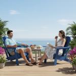 2-Pack Folding Adirondack Chairs with Cup Holder