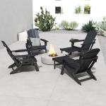 Adjustable Adirondack Chair Set with Ottoman - Black