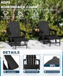 Adjustable Adirondack Chair Set with Ottoman - Black
