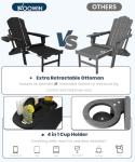 Adjustable Adirondack Chair Set with Ottoman - Black