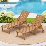 2 Adjustable Outdoor Chaise Lounge Chairs with Wheels