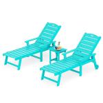 3-Piece Adjustable Chaise Lounge Set with Table