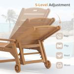 2 Adjustable Outdoor Chaise Lounge Chairs with Wheels