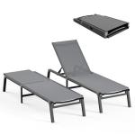 Foldable Aluminum Patio Lounge Chairs Set of 2
