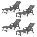 LUE BONA Set of 4 Adjustable Outdoor Lounge Chairs