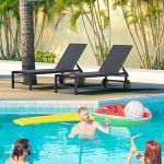 2 PCS Adjustable Reclining Lawn Chairs with Wheels