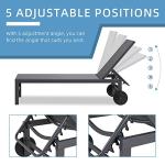 2 PCS Adjustable Reclining Lawn Chairs with Wheels