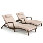 Outdoor Wicker Lounge Chairs Set of 2