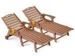 Set of 2 Outdoor Lounge Chairs with Wheels