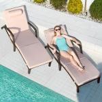 Outdoor Wicker Lounge Chairs Set of 2