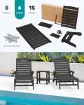 Adjustable Patio Chaise Lounge Chairs with Wheels