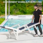 Adjustable Outdoor Lounge Chair Set with Wheels