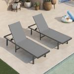 Aluminum Outdoor Lounge Chairs Set of 2