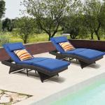 Rattan Outdoor Lounge Chairs Set of 2
