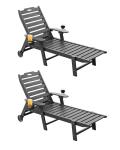 Adjustable Outdoor Lounge Chairs with Wheels - Set of 2
