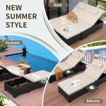 Outdoor Wicker Chaise Lounge Chairs Set of 2