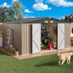 10x12FT Metal Garden Tool Shed with Ventilation