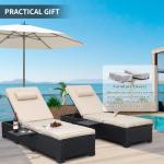 Outdoor Wicker Chaise Lounge Chairs Set of 2