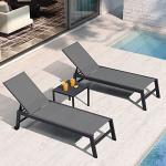 Purple Leaf Outdoor Chaise Lounge Chair Set with Wheels