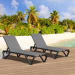 2 Adjustable Aluminum Outdoor Lounge Chairs with Wheels