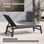 Purple Leaf Outdoor Chaise Lounge Chair Set with Wheels