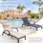 Adjustable Wicker Lounge Chairs Set for Poolside