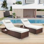 Outdoor Wicker Lounge Chairs Set with Adjustable Positions