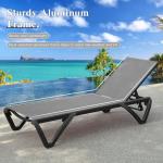 2 Adjustable Aluminum Outdoor Lounge Chairs with Wheels