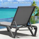 2 Adjustable Aluminum Outdoor Lounge Chairs with Wheels